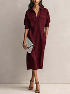 Nadine | Women's Collared Shirt Dress | Chest Pockets · PNY