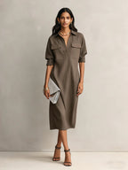 Nadine | Women's Collared Shirt Dress | Chest Pockets · PNY