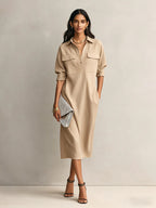 Nadine | Women's Collared Shirt Dress | Chest Pockets · PNY
