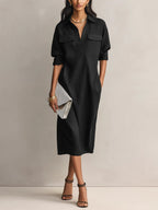 Nadine | Women's Collared Shirt Dress | Chest Pockets · PNY