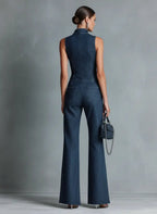 Nadine | Women's Sleeveless Denim Jumpsuit | Front Zip · PNY