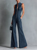 Nadine | Women's Sleeveless Denim Jumpsuit | Front Zip · PNY