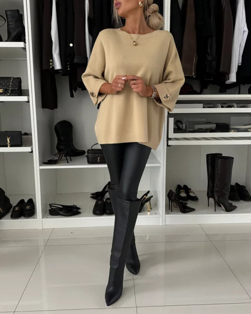 Naomi | Women's Oversized Sweater | Button Detail · PNY