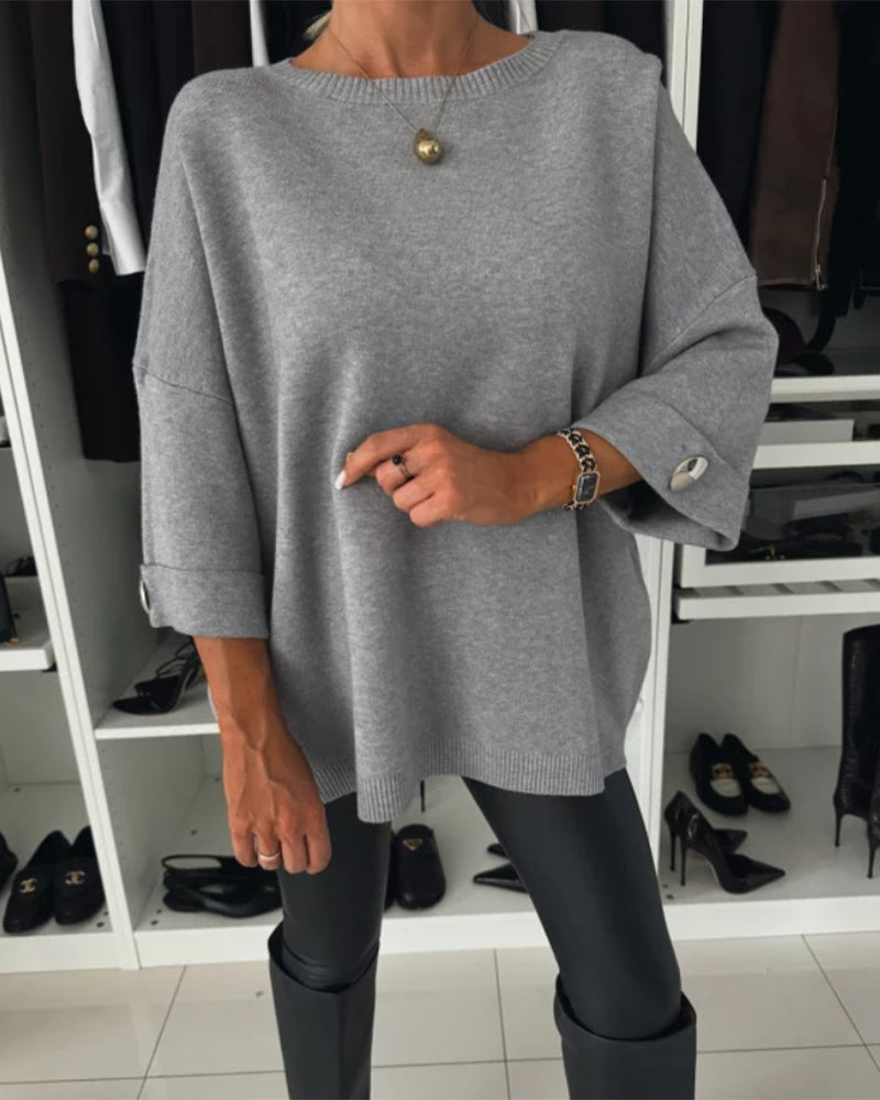 Naomi | Women's Oversized Sweater | Button Detail · PNY