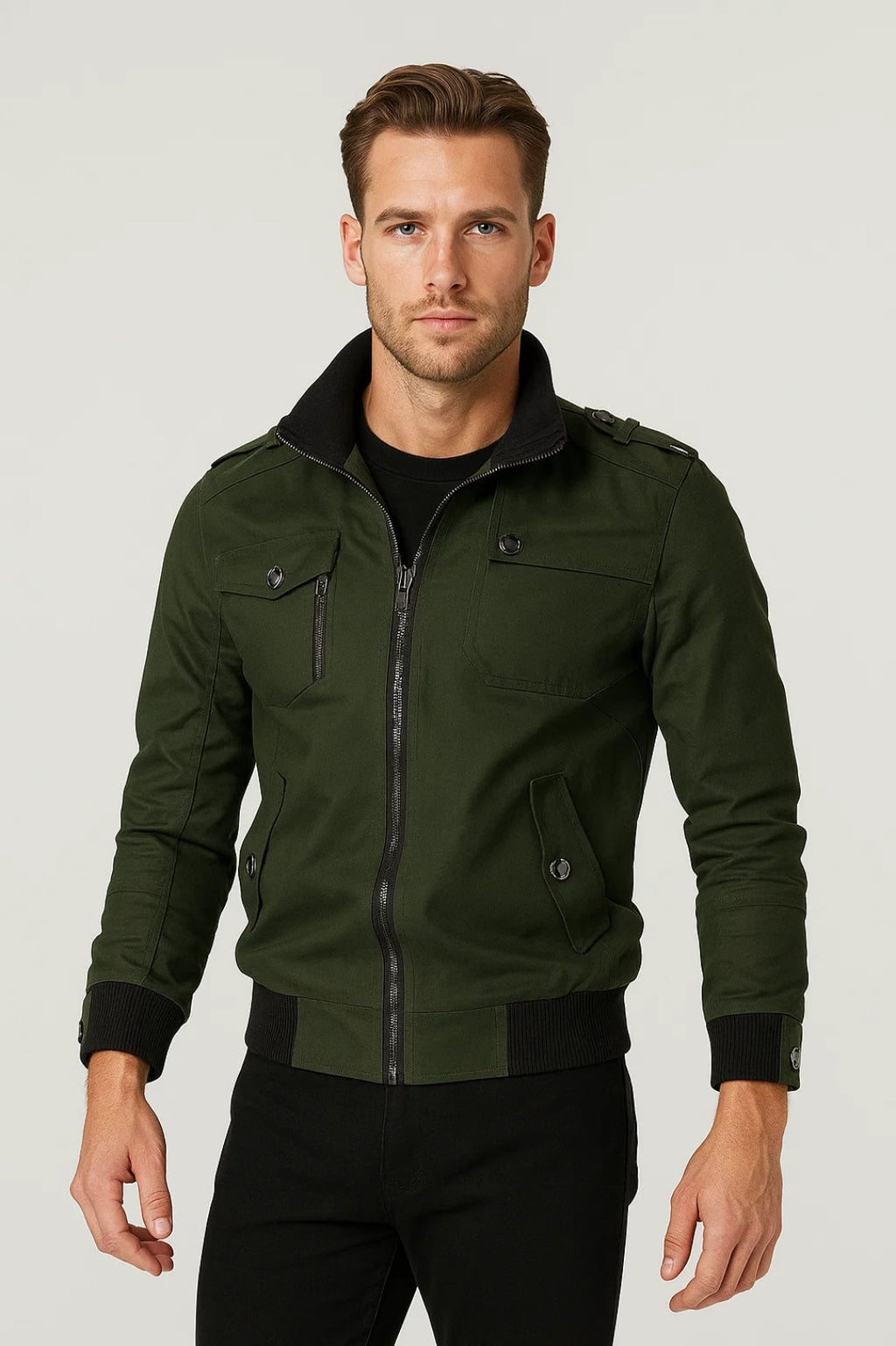 Nathan | Men's Full-Zip Bomber Jacket | Chest Pockets · PNY