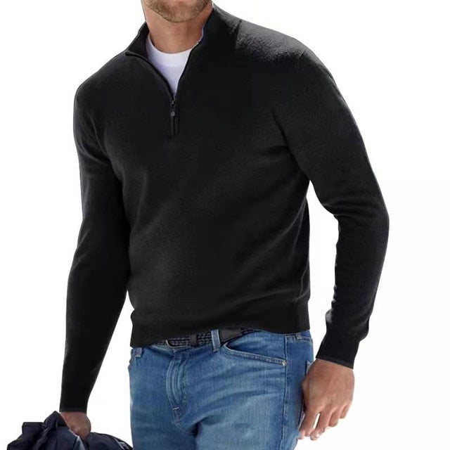 Nathan | Men's Half-Zip Sweater | Ribbed Trim · PNY