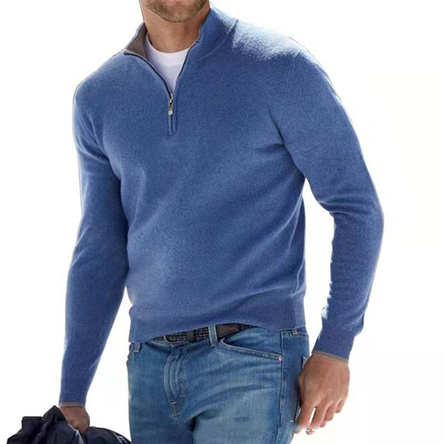 Nathan | Men's Half-Zip Sweater | Ribbed Trim · PNY