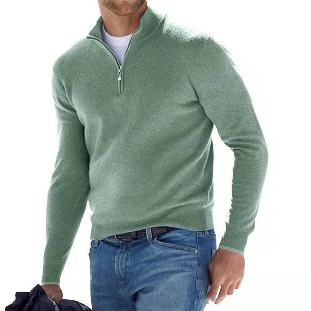 Nathan | Men's Half-Zip Sweater | Ribbed Trim · PNY