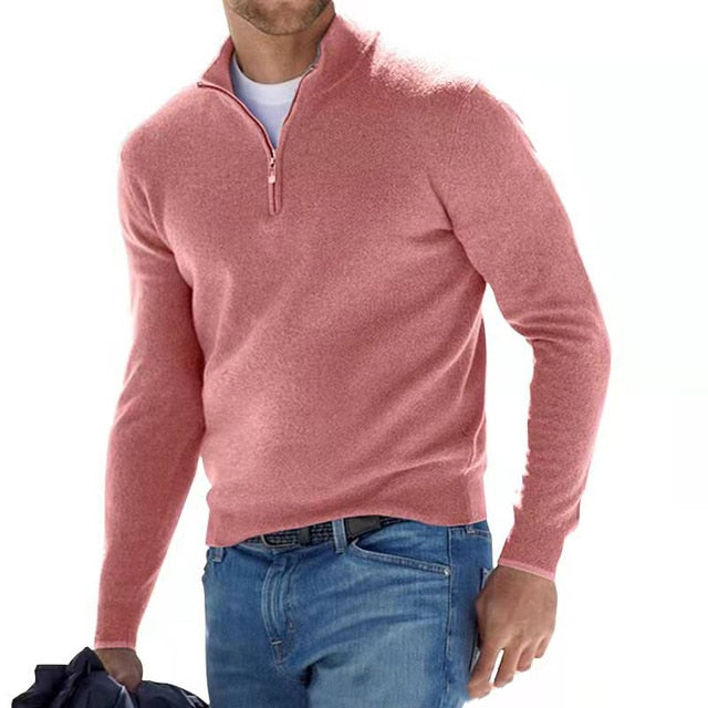 Nathan | Men's Half-Zip Sweater | Ribbed Trim · PNY