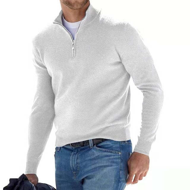 Nathan | Men's Half-Zip Sweater | Ribbed Trim · PNY