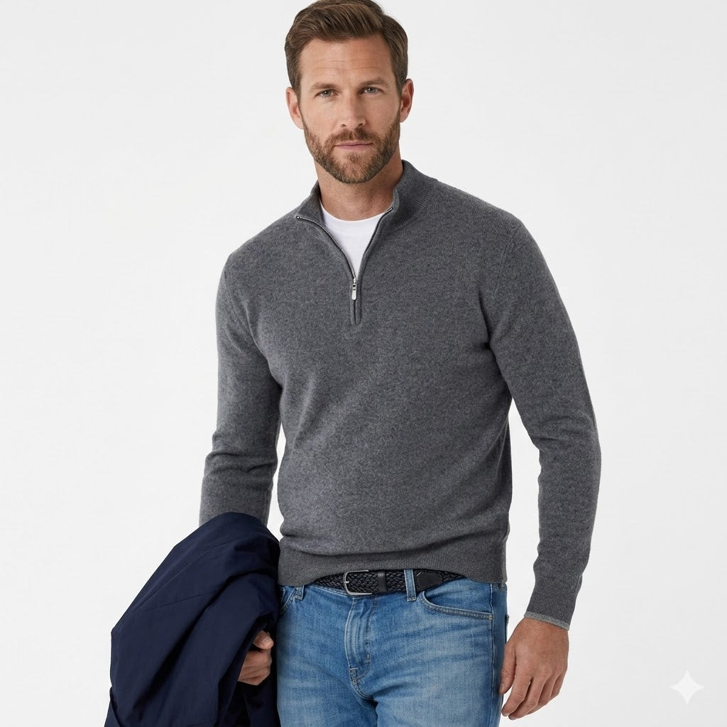 Nathan | Men's Half-Zip Sweater | Ribbed Trim · PNY