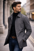 Nathan | Men's Single-Breasted Coat | Button Front · PNY