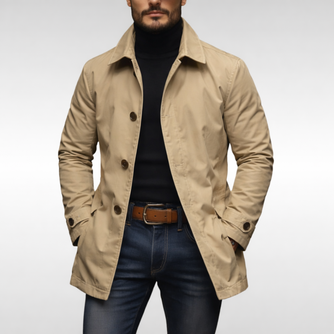 Nathan | Men's Single-Breasted Coat | Button Front · PNY