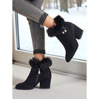 Nora | Women's Block-Heel Ankle Boots | Fur-Trim · PNY