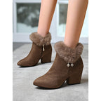 Nora | Women's Block-Heel Ankle Boots | Fur-Trim · PNY
