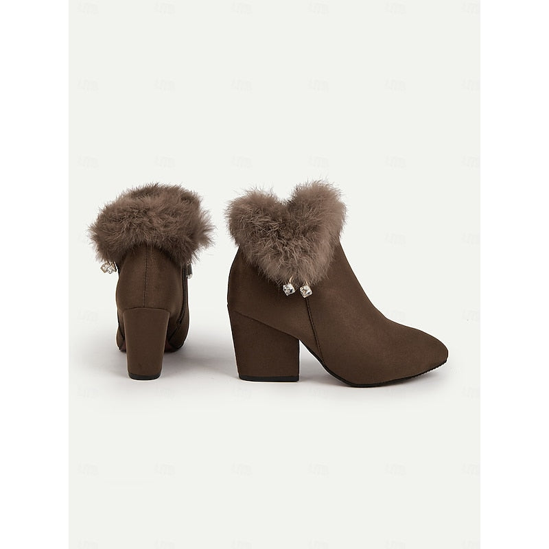 Nora | Women's Block-Heel Ankle Boots | Fur-Trim · PNY