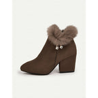 Nora | Women's Block-Heel Ankle Boots | Fur-Trim · PNY