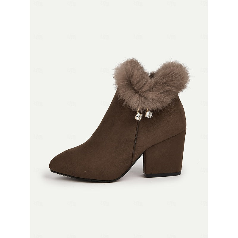 Nora | Women's Block-Heel Ankle Boots | Fur-Trim · PNY