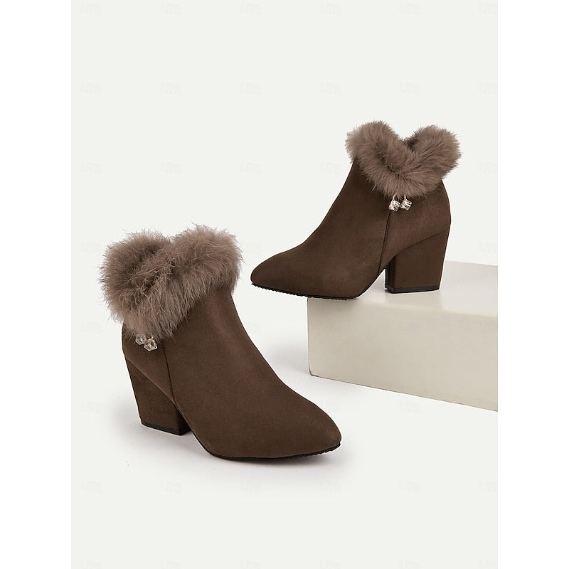 Nora | Women's Block-Heel Ankle Boots | Fur-Trim · PNY