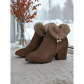Nora | Women's Block-Heel Ankle Boots | Fur-Trim