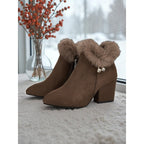 Nora | Women's Block-Heel Ankle Boots | Fur-Trim · PNY
