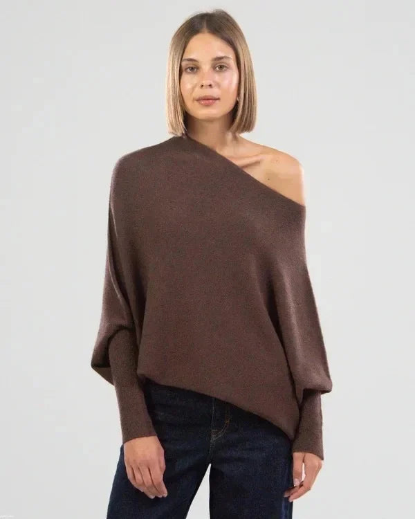 Nora | Women's Boat-Neck Sweater | Textured Sleeves · PNY