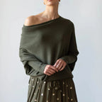 Nora | Women's Boat-Neck Sweater | Textured Sleeves · PNY