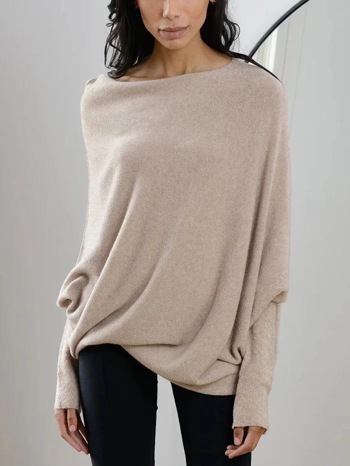 Nora | Women's Boat-Neck Sweater | Textured Sleeves · PNY