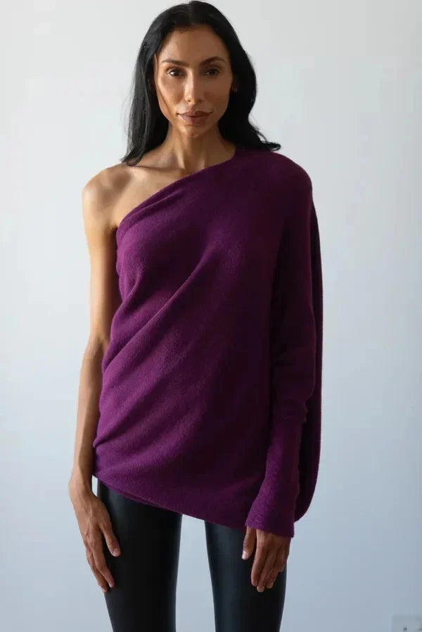 Nora | Women's Boat-Neck Sweater | Textured Sleeves · PNY
