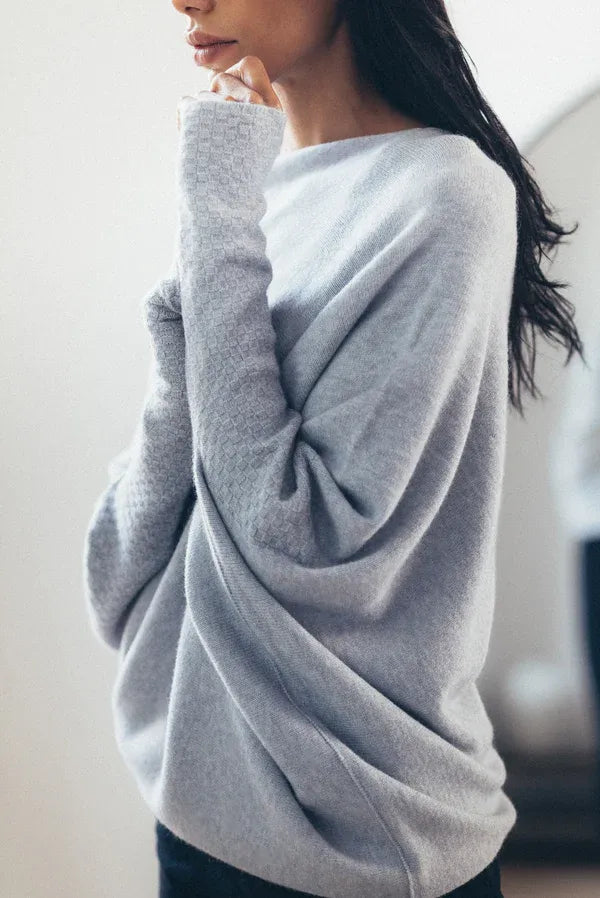 Nora | Women's Boat-Neck Sweater | Textured Sleeves · PNY