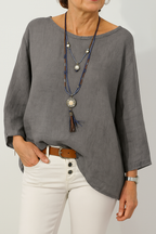 Nora | Women's Boat-Neck Top | Linen · PNY