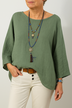 Nora | Women's Boat-Neck Top | Linen · PNY