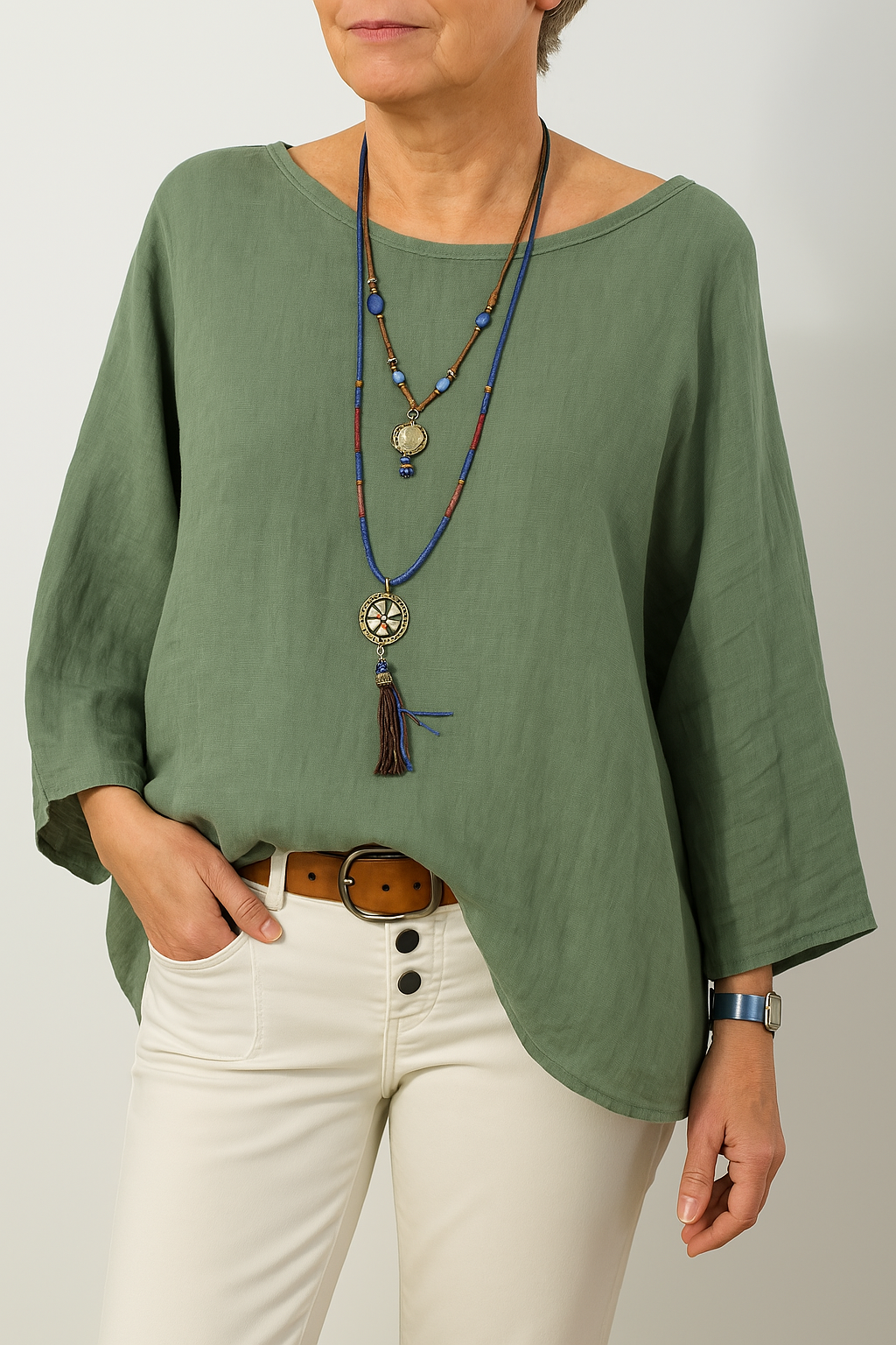 Nora | Women's Boat-Neck Top | Linen · PNY