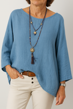 Nora | Women's Boat-Neck Top | Linen · PNY