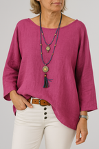 Nora | Women's Boat-Neck Top | Linen · PNY