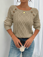Nora | Women's Cable-Knit Sweater | Button Detail · PNY