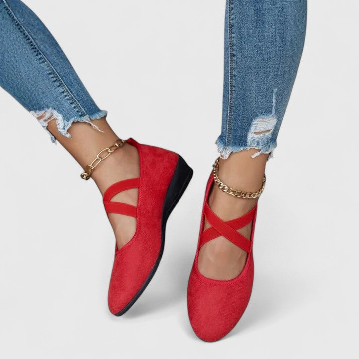 Nora | Women's Closed-Toe Flats | Crisscross Straps · PNY