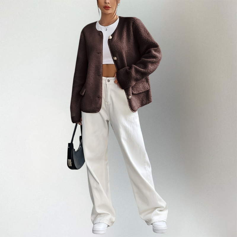 Nora | Women's Collarless Cardigan | Button Front · PNY