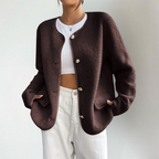 Nora | Women's Collarless Cardigan | Button Front · PNY