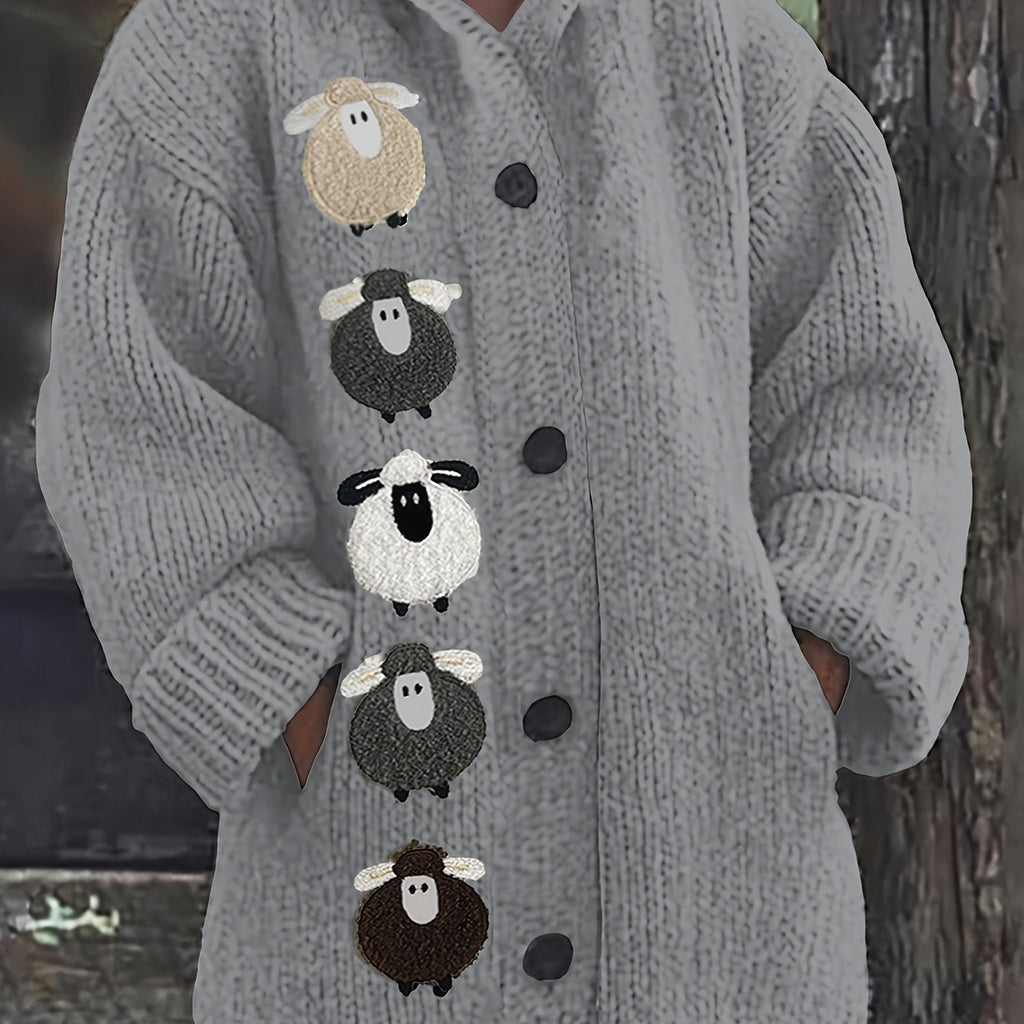 Nora | Women's Hooded Cardigan | Sheep Embroidery · PNY