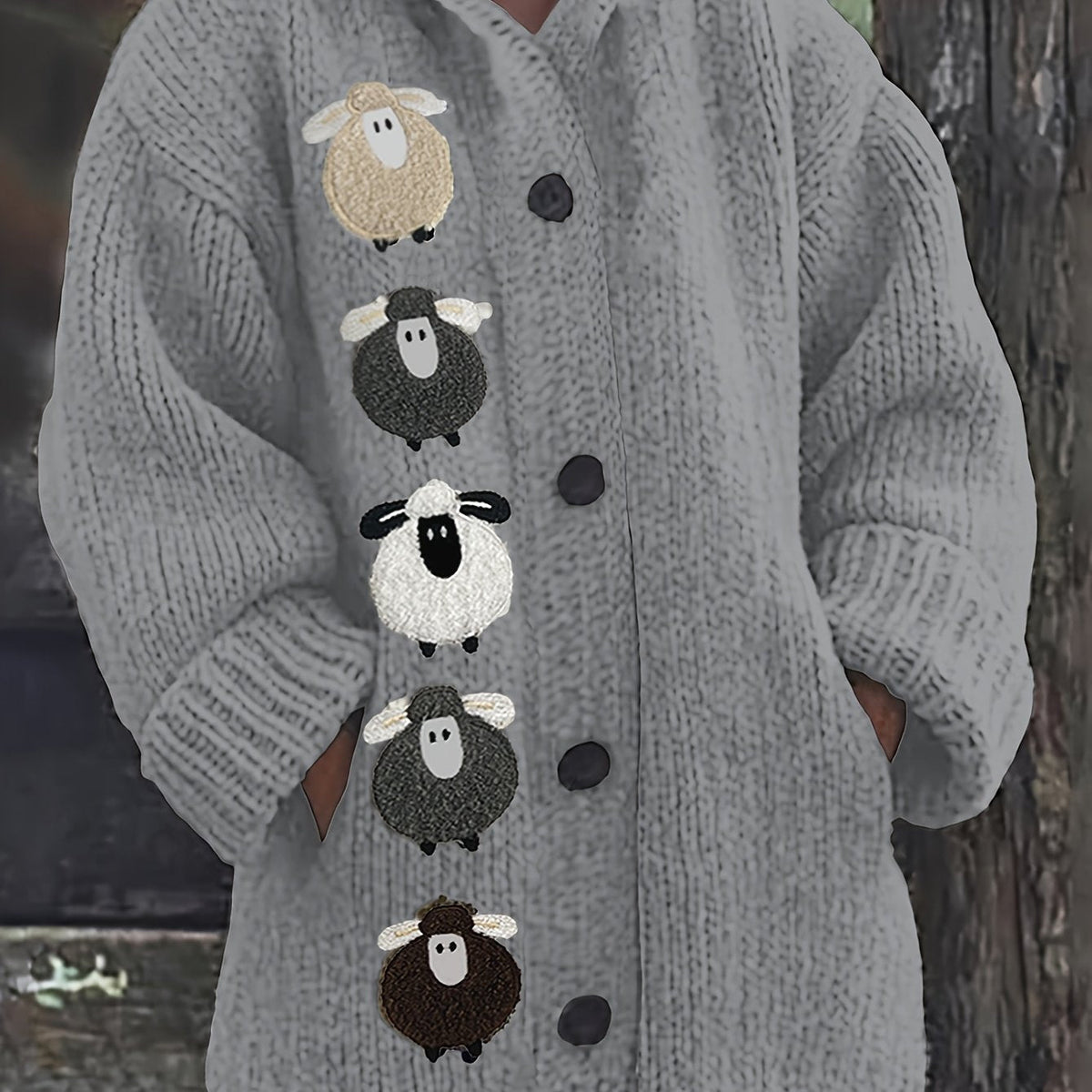 Nora | Women's Hooded Cardigan | Sheep Embroidery · PNY