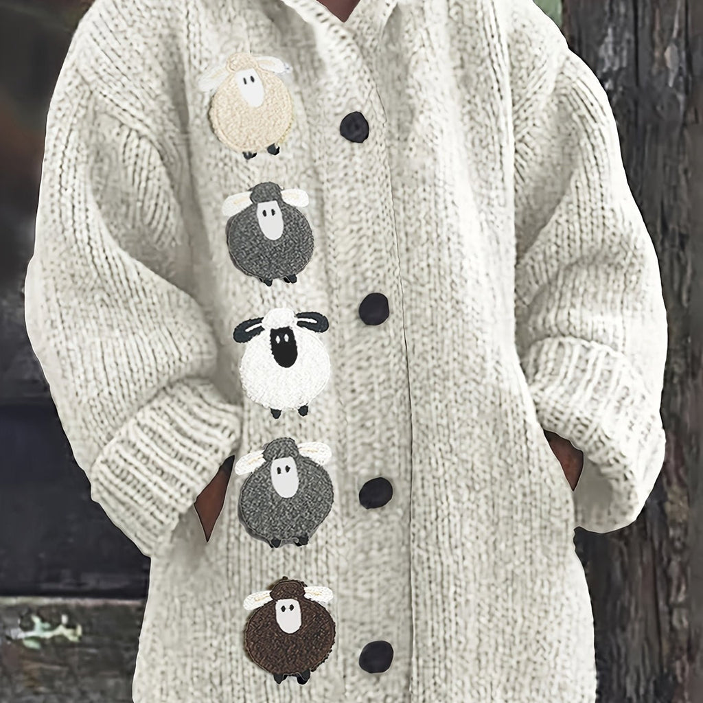 Nora | Women's Hooded Cardigan | Sheep Embroidery · PNY
