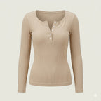 Nora | Women's Long Sleeve Top | Button Henley · PNY