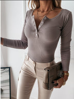 Nora | Women's Long Sleeve Top | Button Henley · PNY