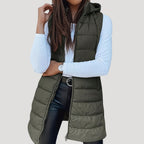 Nora | Women's Longline Puffer Vest | Hooded Quilted · PNY