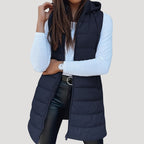 Nora | Women's Longline Puffer Vest | Hooded Quilted · PNY