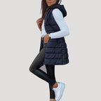 Nora | Women's Longline Puffer Vest | Hooded Quilted · PNY