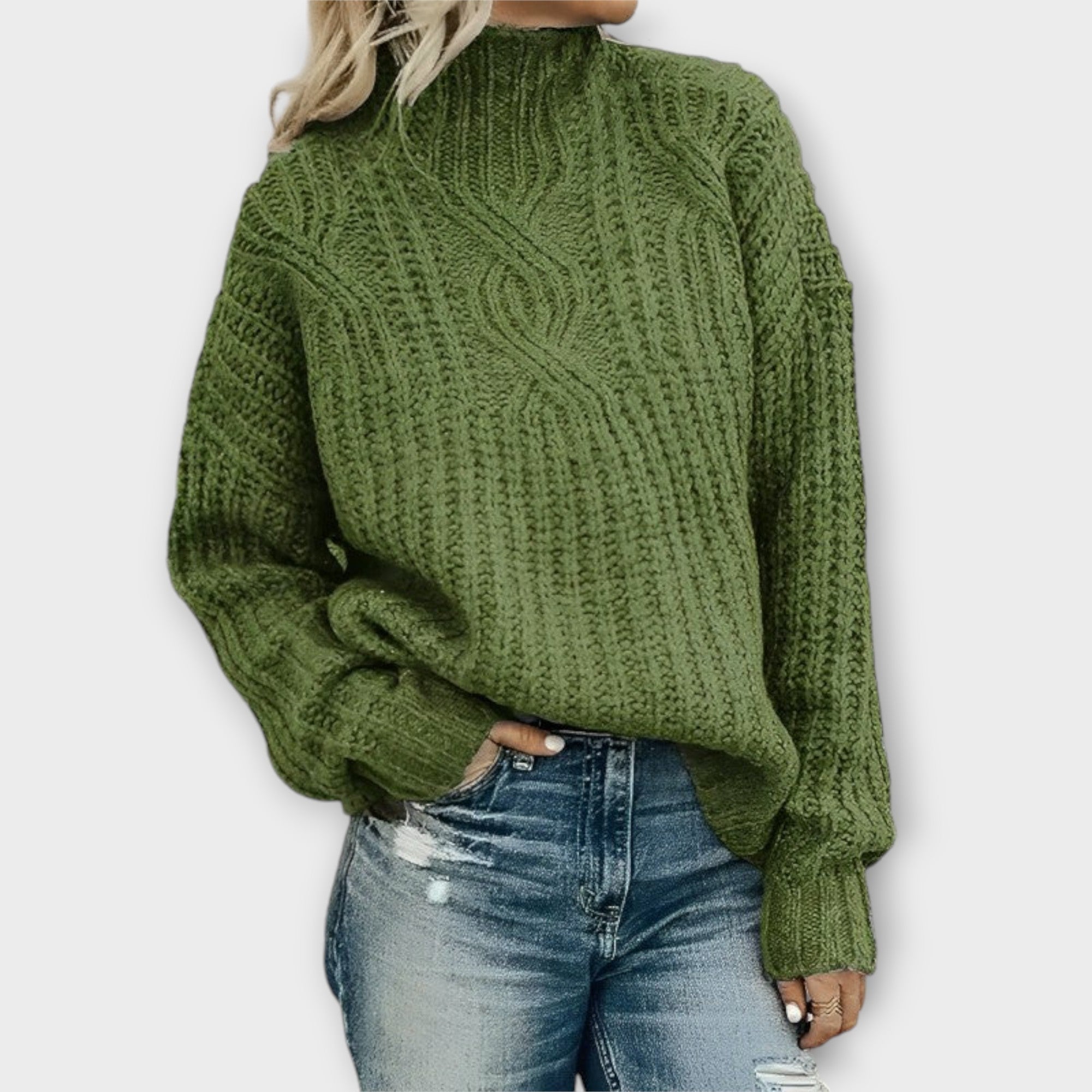 Nora | Women's Mock-Neck Sweater | Cable Knit · PNY