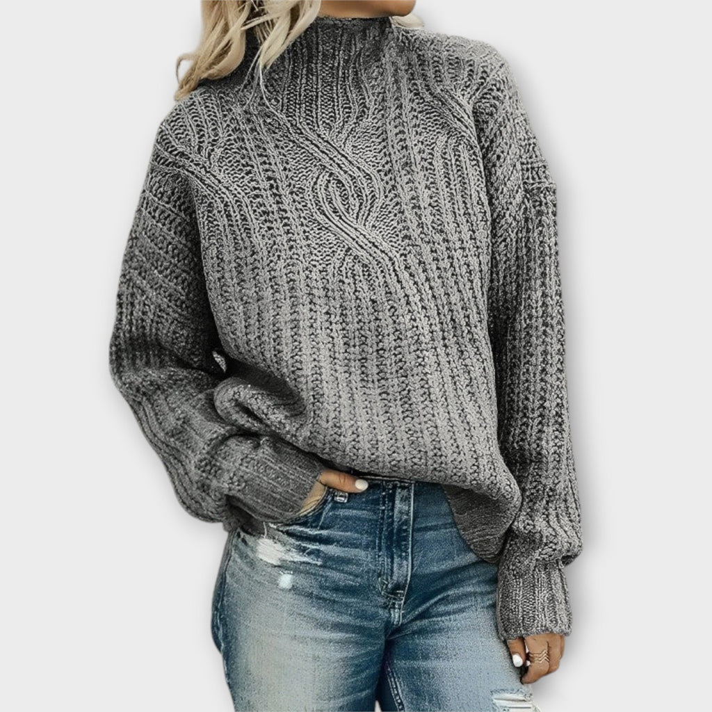 Nora | Women's Mock-Neck Sweater | Cable Knit · PNY