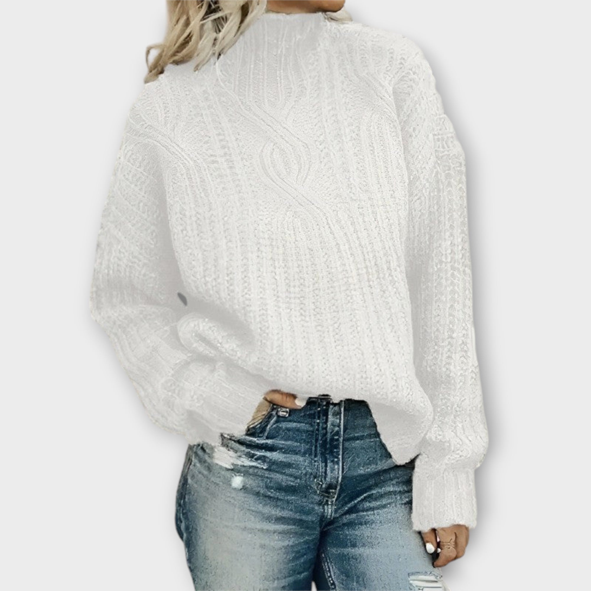 Nora | Women's Mock-Neck Sweater | Cable Knit · PNY
